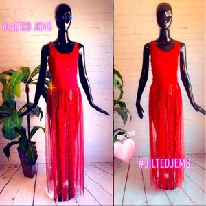 Red dress w sheer bottom follow @jiltedjems on IG
